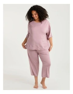Micro Modal Satin Trim Pj 3/4 Pant Smoke Pink
