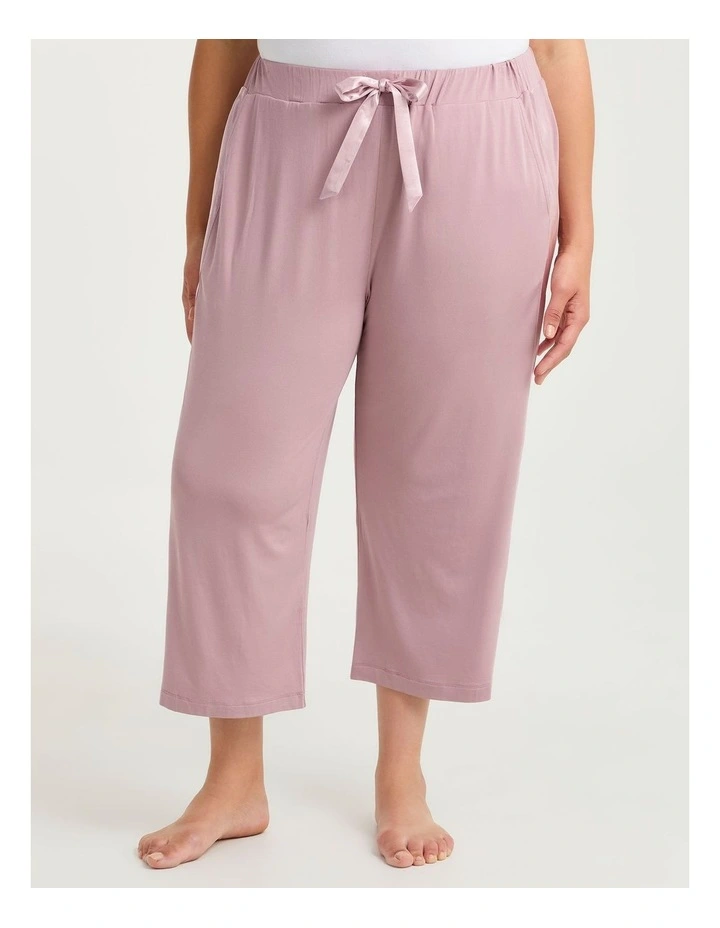 Micro Modal Satin Trim Pj 3/4 Pant Smoke Pink image 3