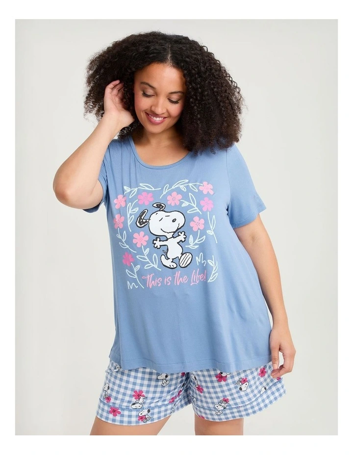 Snoopy Blossom Pyjama Top Sky Blue image 1
