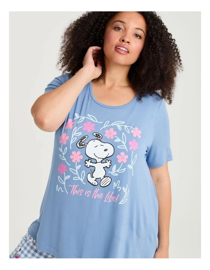 Snoopy Blossom Pyjama Top Sky Blue image 3