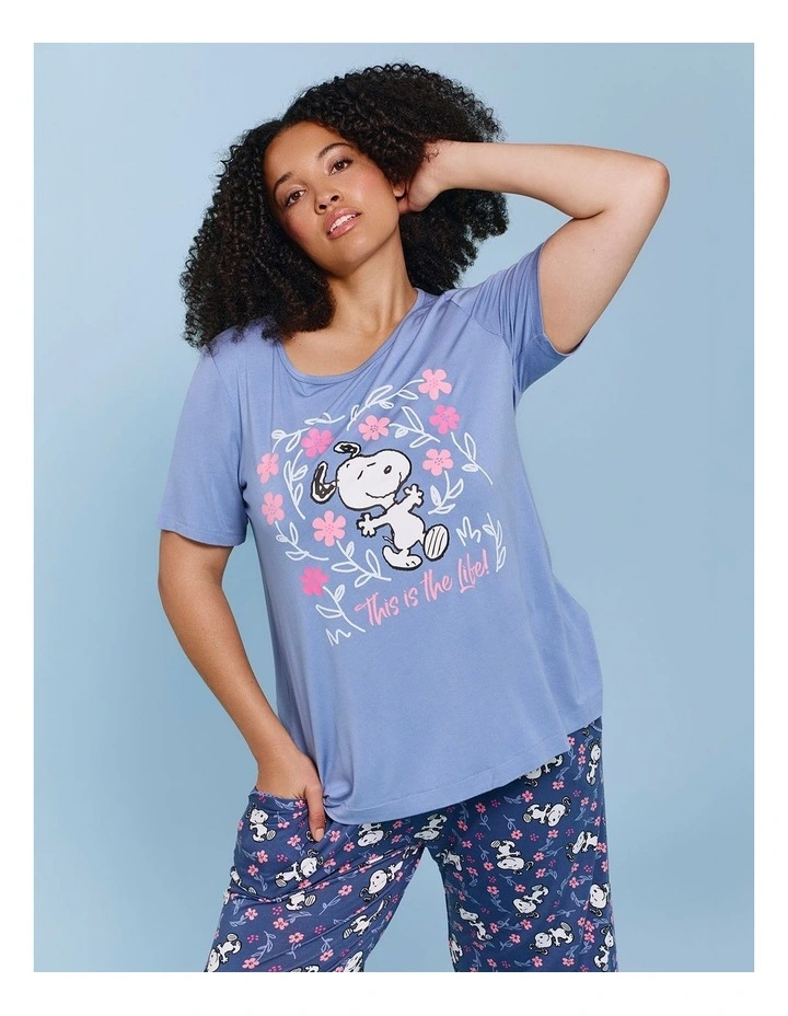 Snoopy Blossom Pyjama Top Sky Blue image 5