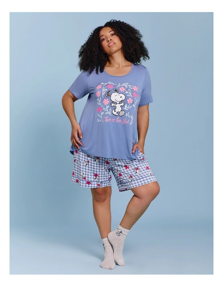 Snoopy Gingham Pyjama Short Print image 4