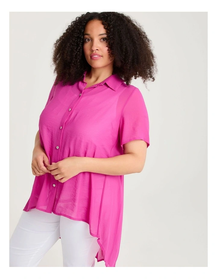 Chiffon Pleat Back Detail Shirt Diva Pink image 1