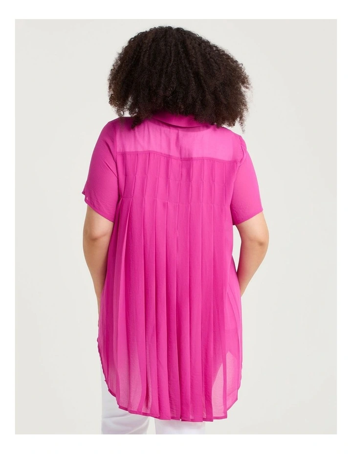 Chiffon Pleat Back Detail Shirt Diva Pink image 2