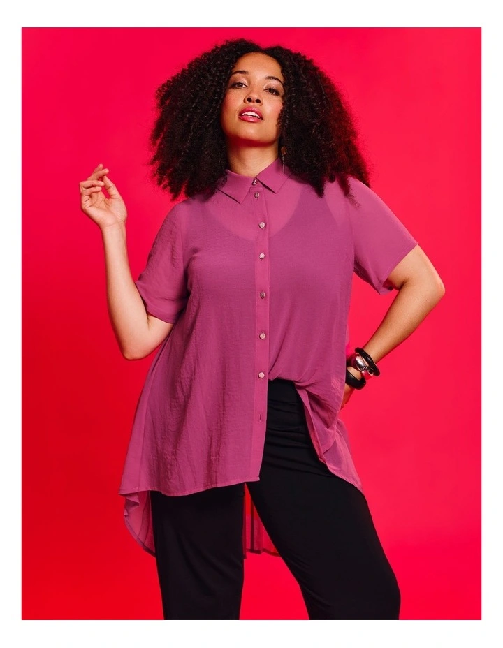 Chiffon Pleat Back Detail Shirt Diva Pink image 4