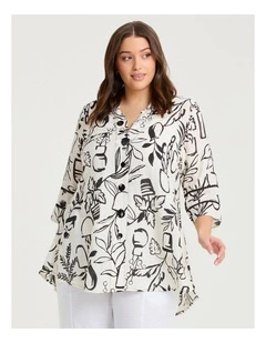 Abstract Print Natural Shirt Black/white Print