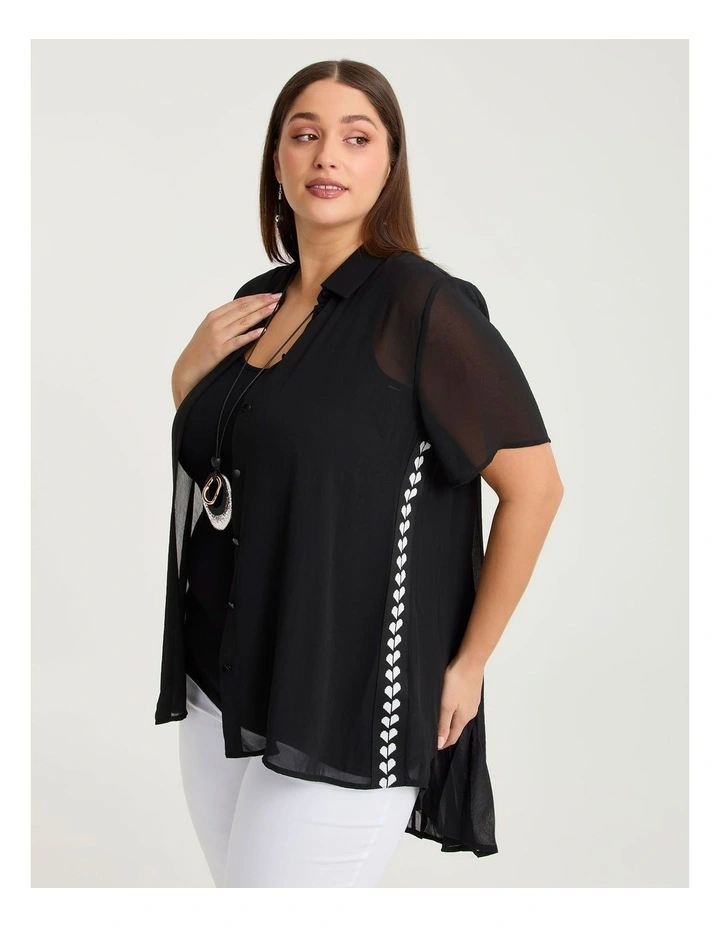 Chiffon Pleat Back Maia Shirt Black image 1