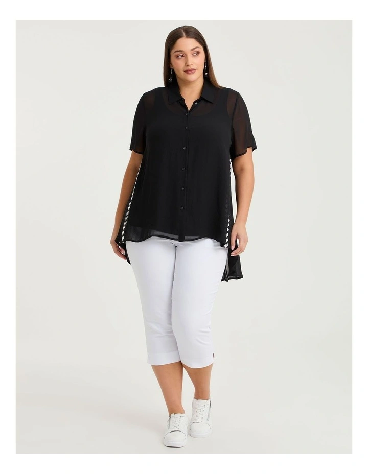 Chiffon Pleat Back Maia Shirt Black image 3