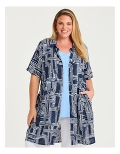Linen Blend Cassie Geo Shirt Print