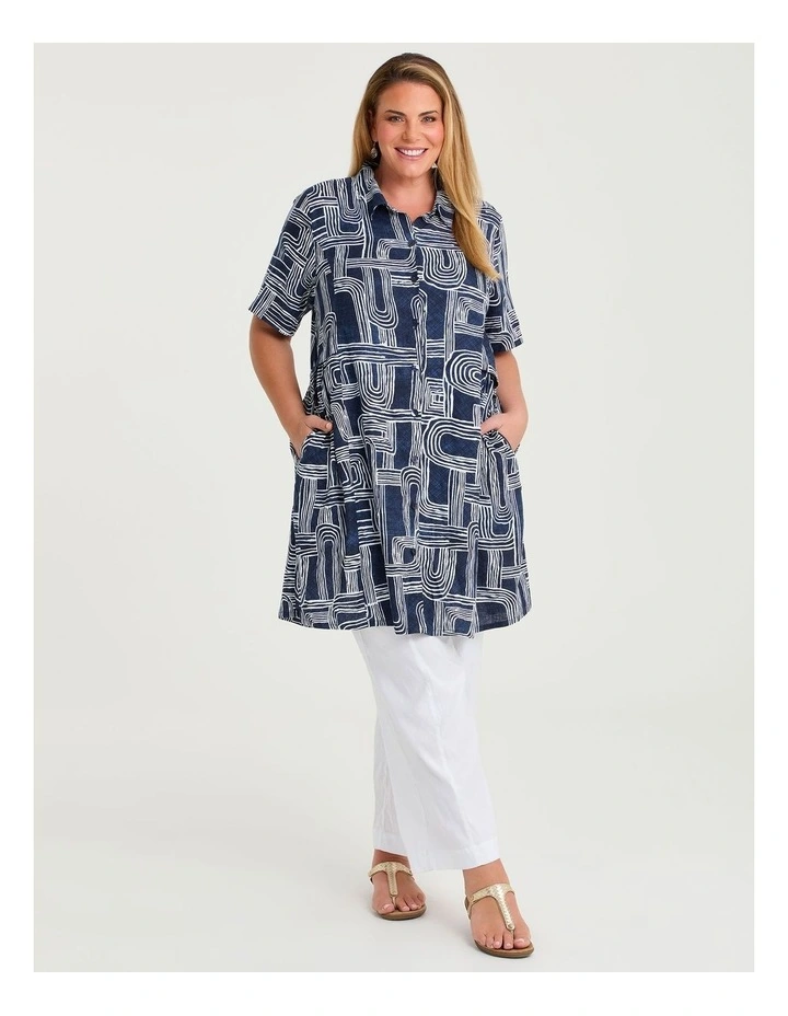 Linen Blend Cassie Geo Shirt Print image 3
