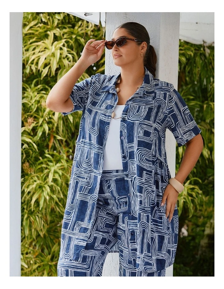 Linen Blend Cassie Geo Shirt Print image 4