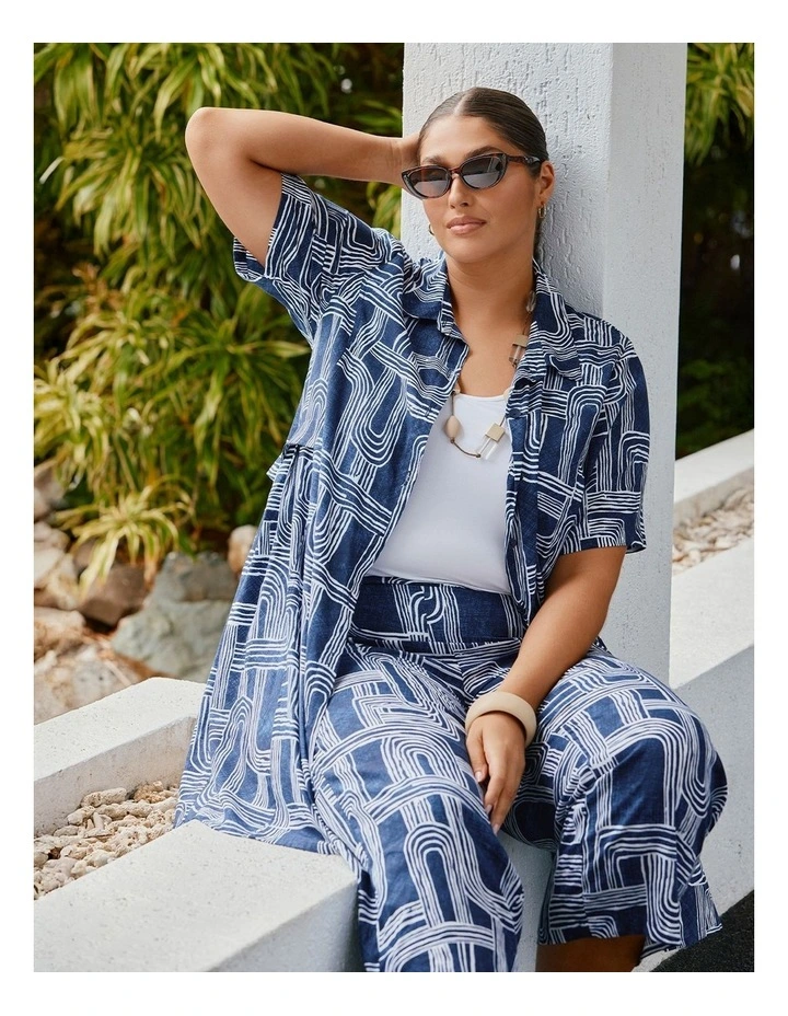Linen Blend Cassie Geo Shirt Print image 5