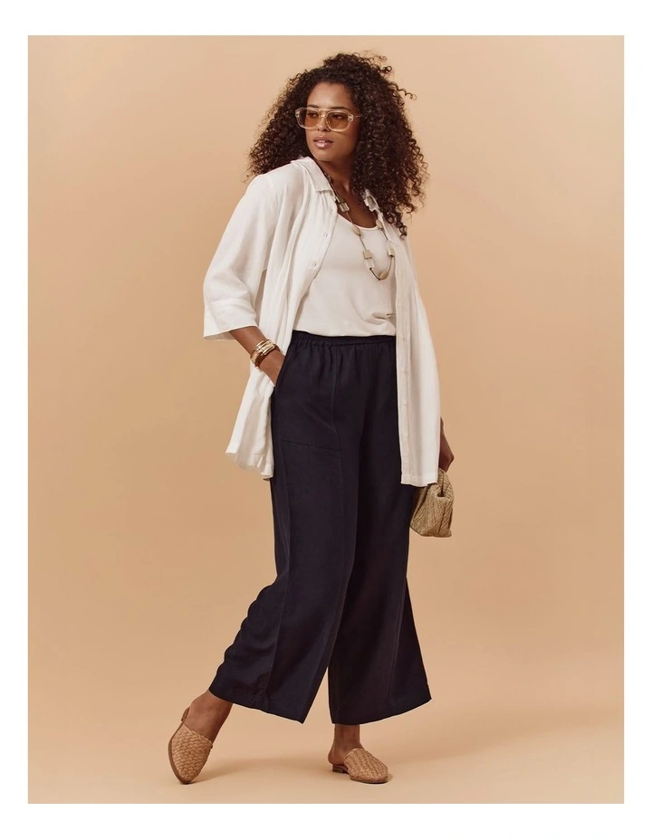 Linen Blend Pintuck Detail Shirt White image 5