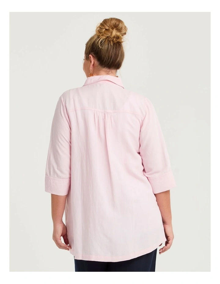Linen Blend Pintuck Detail Shirt Chalk Pink image 2