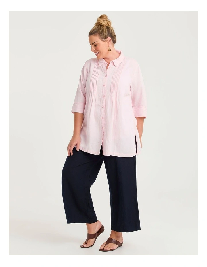 Linen Blend Pintuck Detail Shirt Chalk Pink image 4