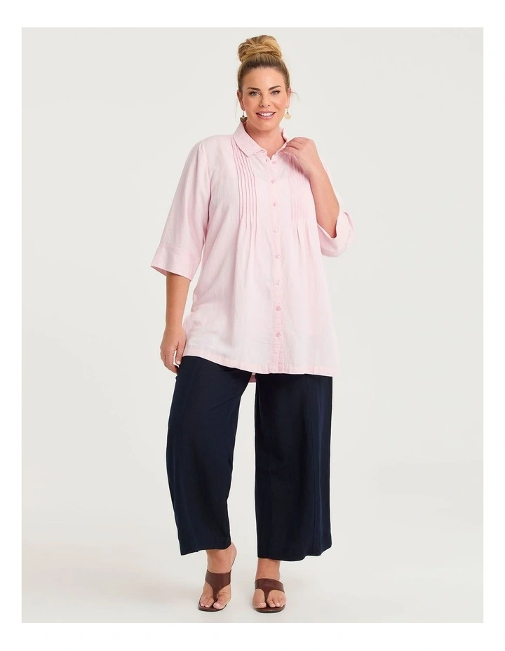 Linen Blend Pintuck Detail Shirt Chalk Pink image 5