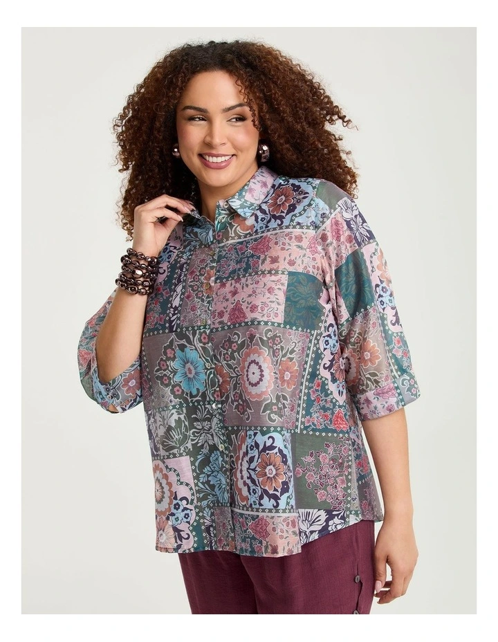 Lyocell Linen Patchwork Shirt Print image 1