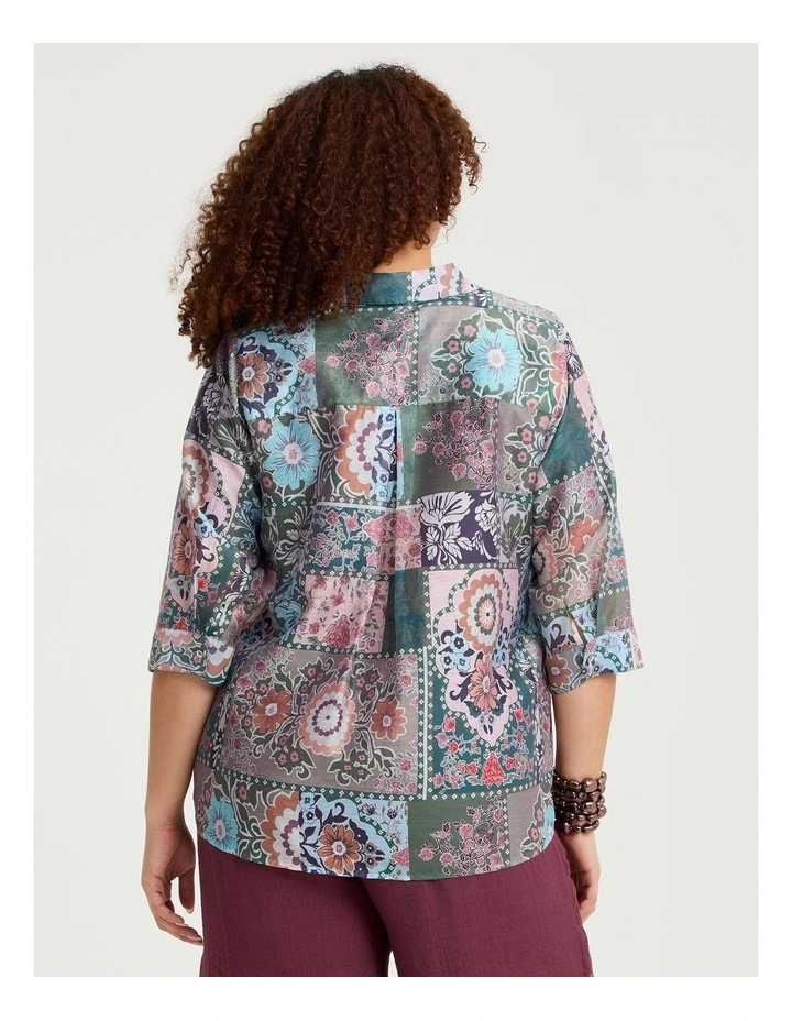 Lyocell Linen Patchwork Shirt Print image 2