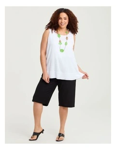 Cotton Linen Longline Short Black