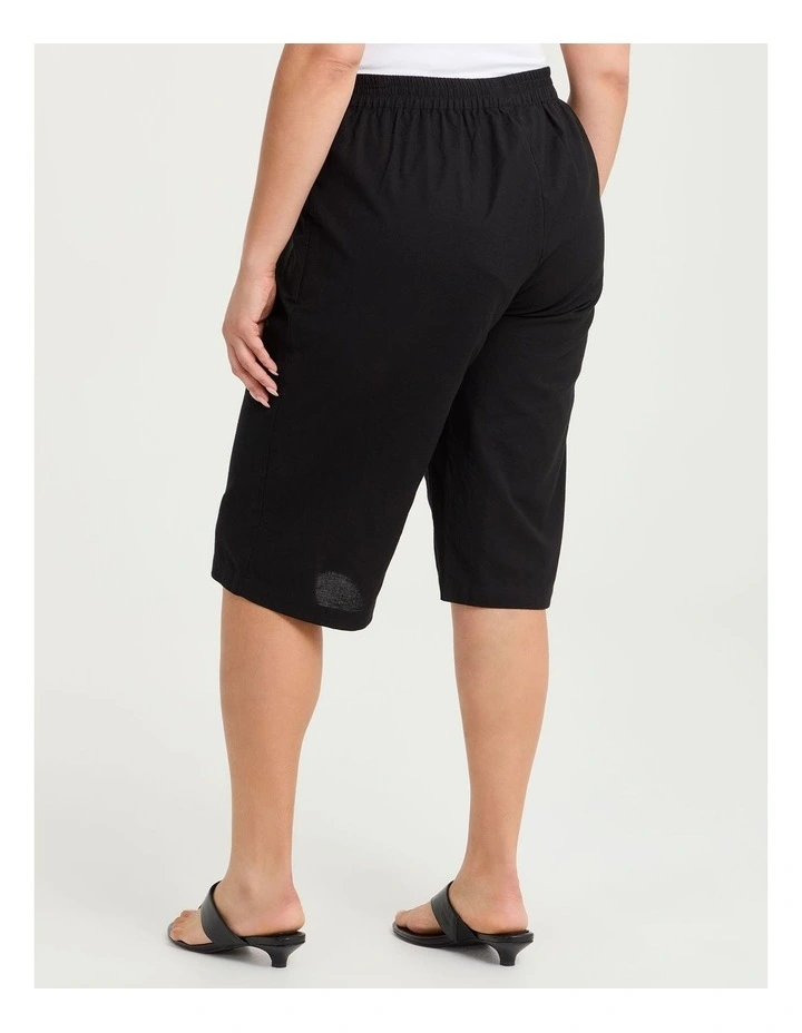 Cotton Linen Longline Short Black image 2
