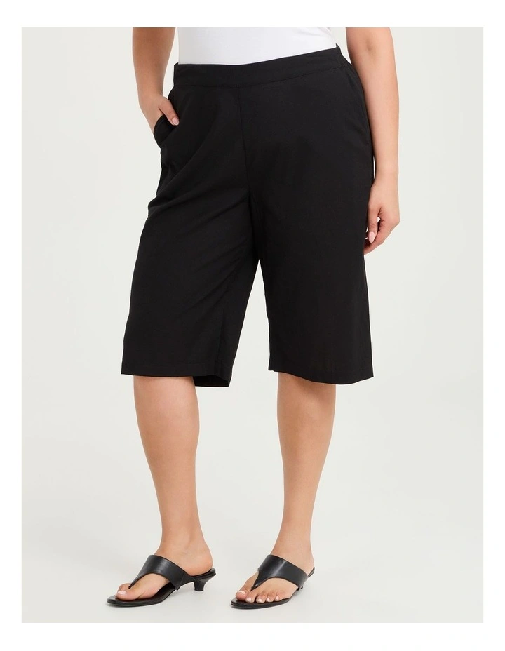 Cotton Linen Longline Short Black image 3