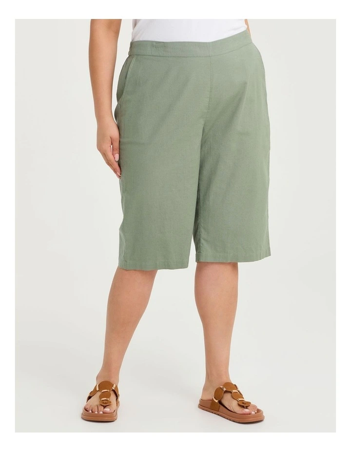 Cotton Linen Longline Short Light Khaki image 3
