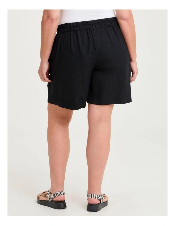 Linen Blend Pull On Short Black image 2