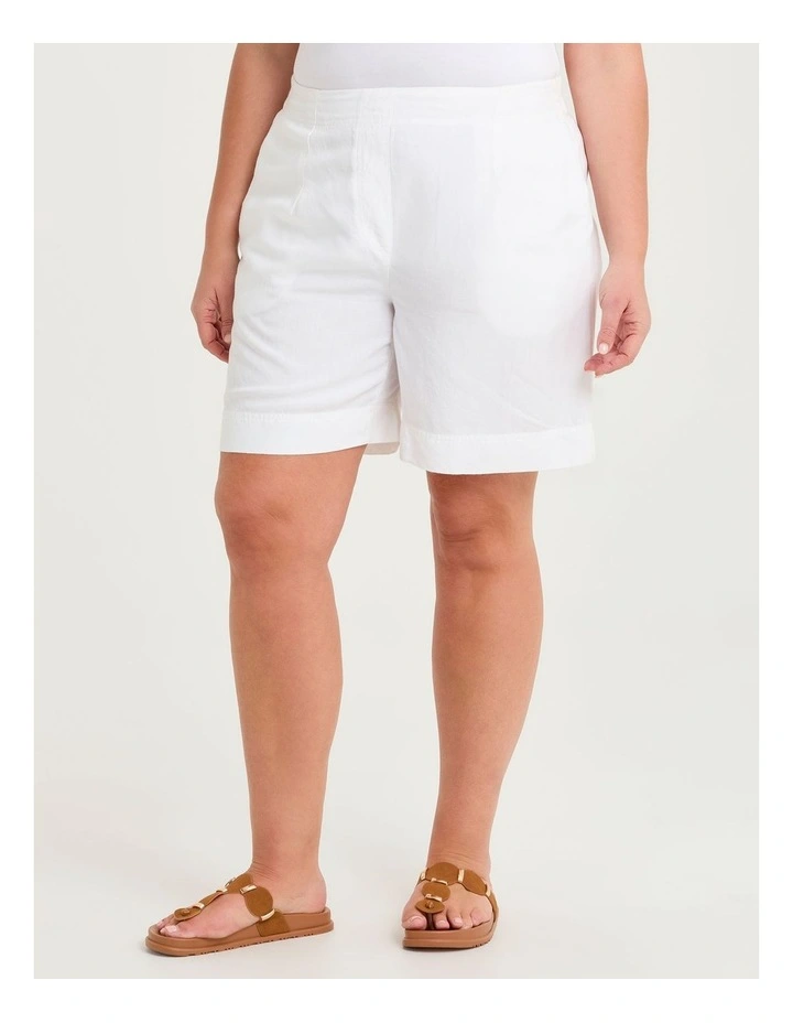 Linen Blend Pull On Short White image 3