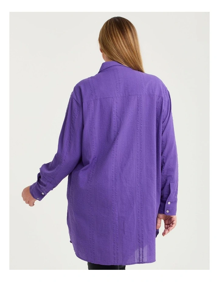 Cotton Seersucker Cover Up Shirt Deep Purple image 2