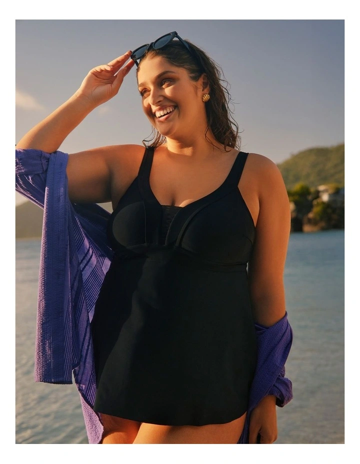 Classic Mesh Insert Tankini Black image 7