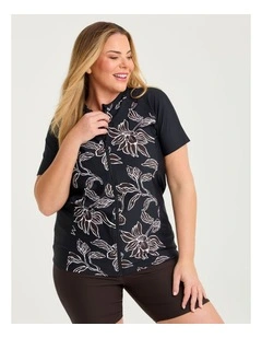 Tropic Noir Zip Rash Vest Black/Print