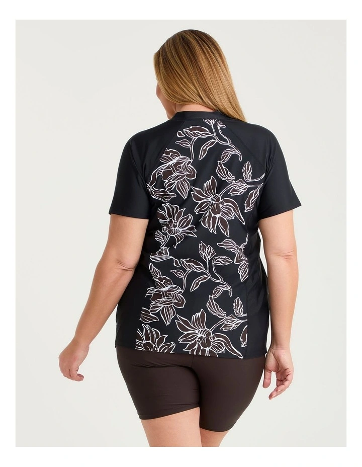 Tropic Noir Zip Rash Vest Black/Print image 2