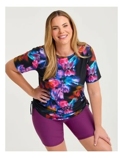 Island Escape Ruched Swim Top Print