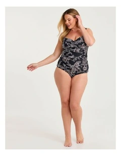 Tropic Noir Ruched Side Swim Brief Print