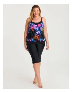 Lattice Detail Capri Swim Legging Black