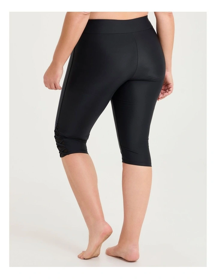Lattice Detail Capri Swim Legging Black image 2