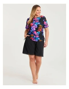 Scallop Hem Strech Boardshort Black