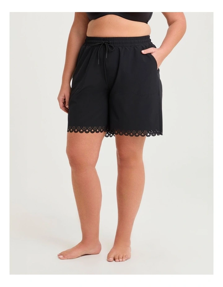 Scallop Hem Strech Boardshort Black image 3