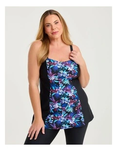 Masectomy Tropical Swim Dress Black/print