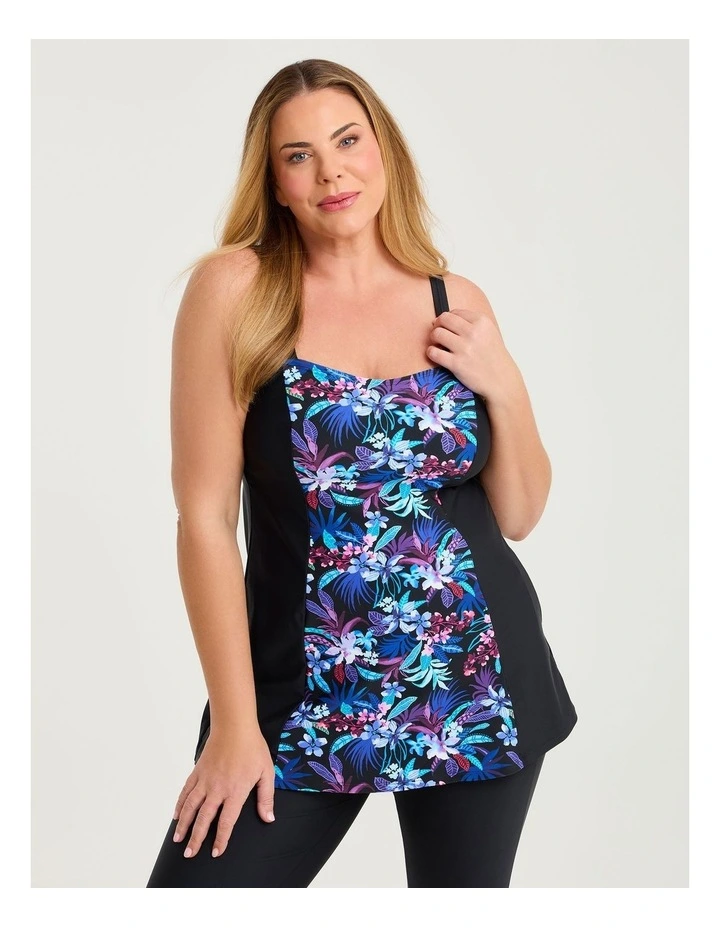 Masectomy Tropical Swim Dress Black/print image 1