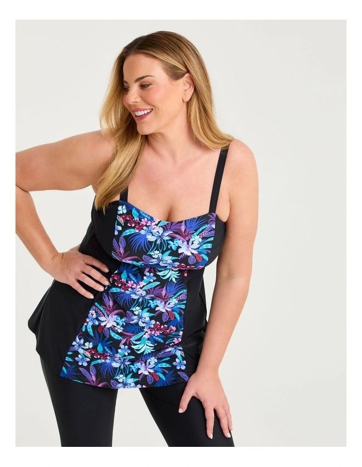 Masectomy Tropical Swim Dress Black/print image 3