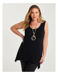Bamboo Reversible Curve Hem Tank Black
