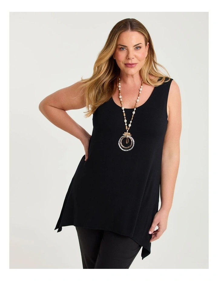 Bamboo Reversible Curve Hem Tank Black image 1