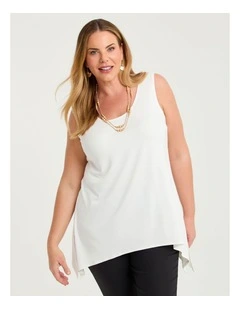 Bamboo Reversible Curve Hem Tank Winter White