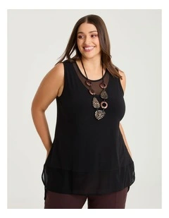 Mesh Trim Luna Tank Black