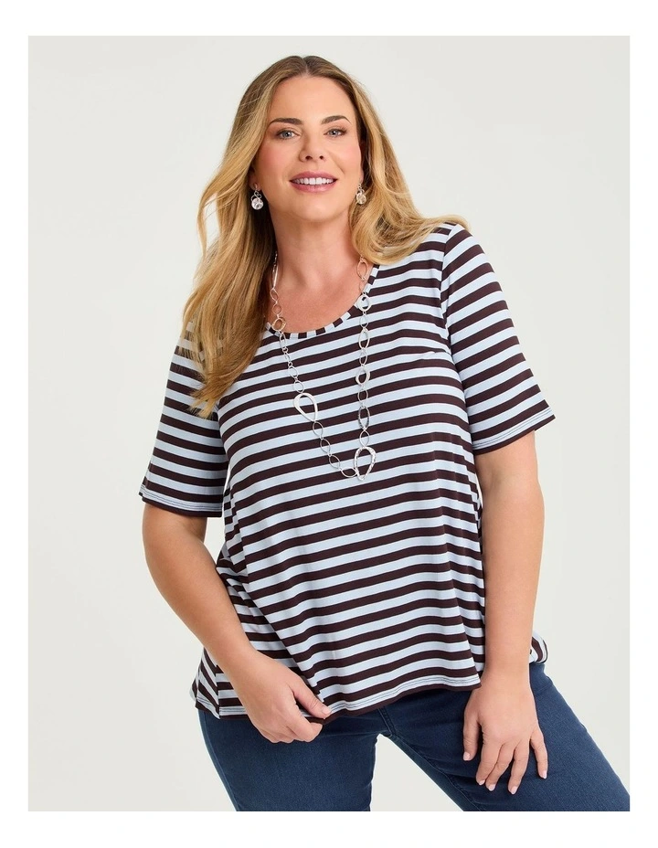 Natural Stripe Essential T-shirt Choc/Blue Stripe image 1