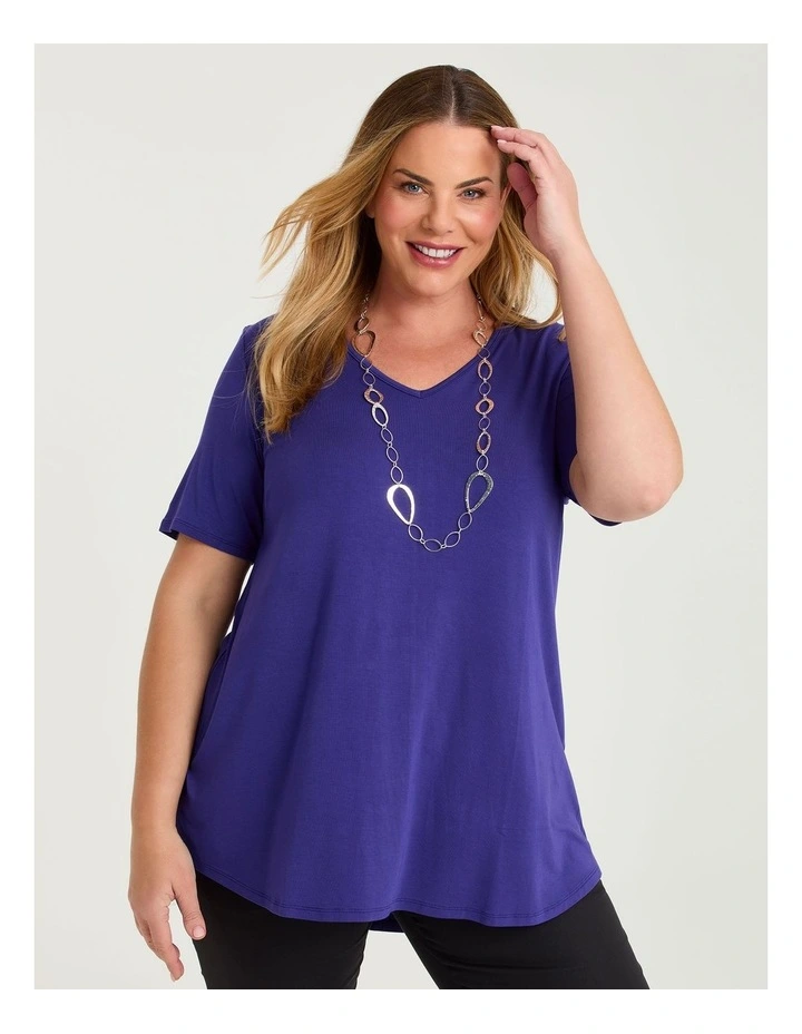 Bamboo Base V Neck Short Sleeve Top image 1