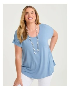 Natural Round Neck Everyday T-shirt Faded Denim