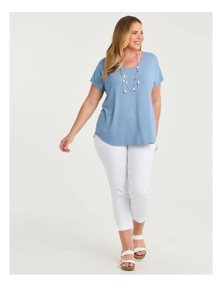 Natural Round Neck Everyday T-shirt Faded Denim image 3