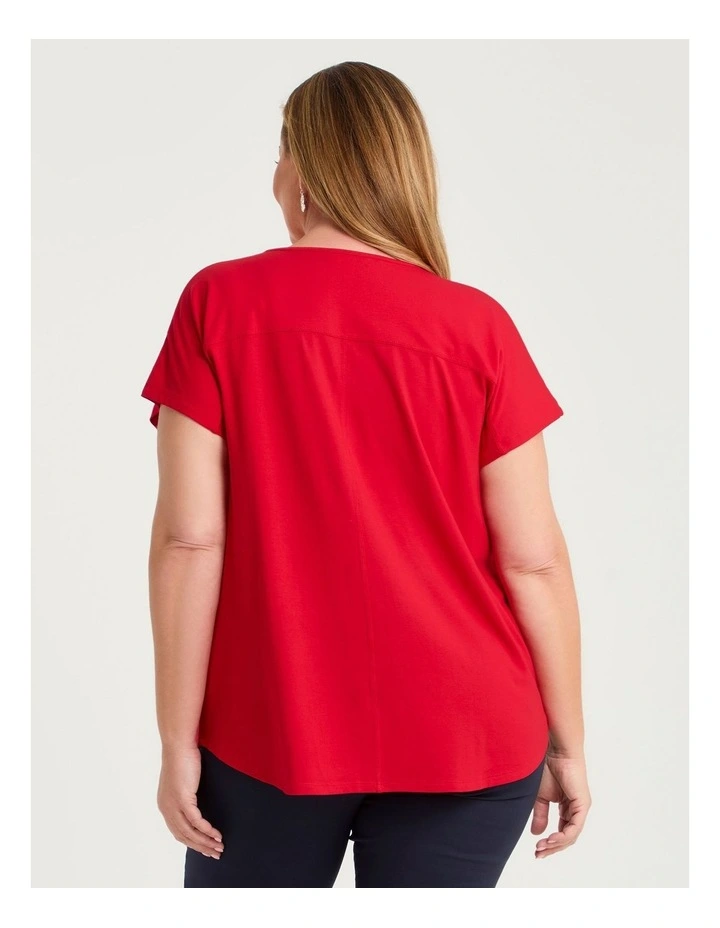 Natural Round Neck Everyday T-shirt Racing Red image 2